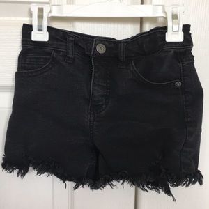 Black Jean Fringed Shorts